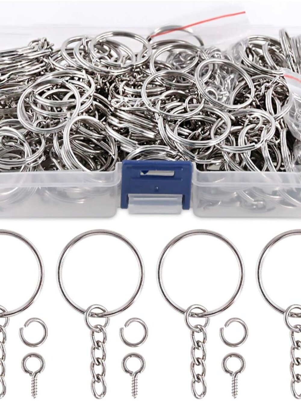 450Pcs 1" 25mm Sliver Key Chain Rings Kit, Including 150Pcs Keychain Rings with